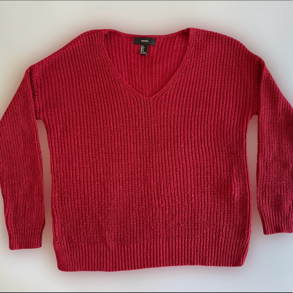 Knit V-neck full sleeve sweater